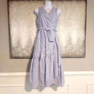 La Roque Striped Sleeveless Wrap Style Dress Sz-M